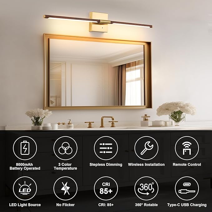 Morauroral Walnut Battery Operated Wall Sconce