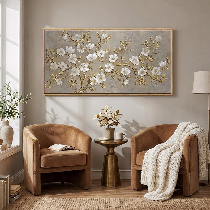 Large Framed Neutral Botanical Wall Art