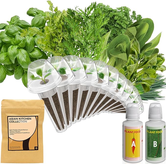 inbloom Gourmet Herb Seed Pod Kit for AeroGarden, iDoo, Ahopegarden with Basil, Parsley, Cilantro, Chrysanthemum, Pak Choi, Crystalline Ice Plant, Onion, Hydroponics Growing System Supply (12-Pod)