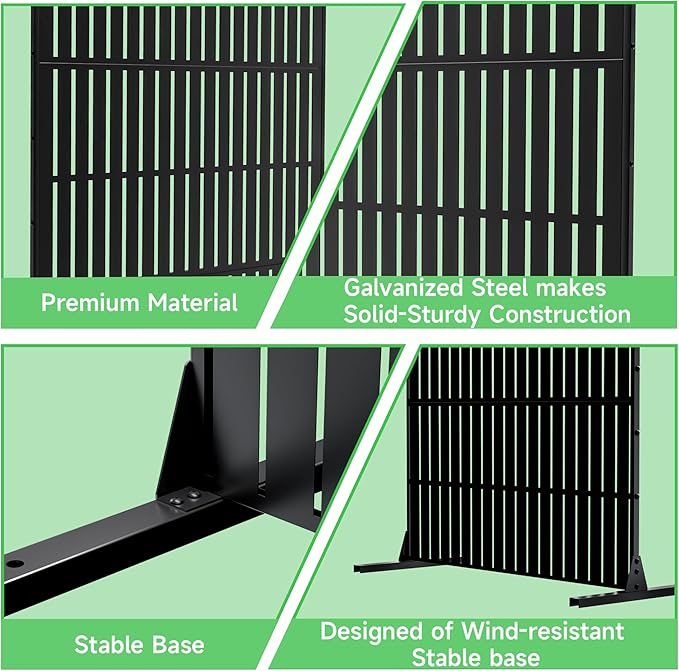MTART Metal Privacy Screen 72" H x 47.2" Decorative Outdoor Privacy Screen