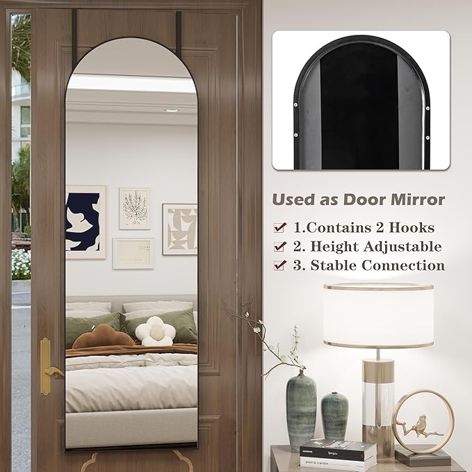 Arched Full Length Door Mirror 14x48, Metal Frame