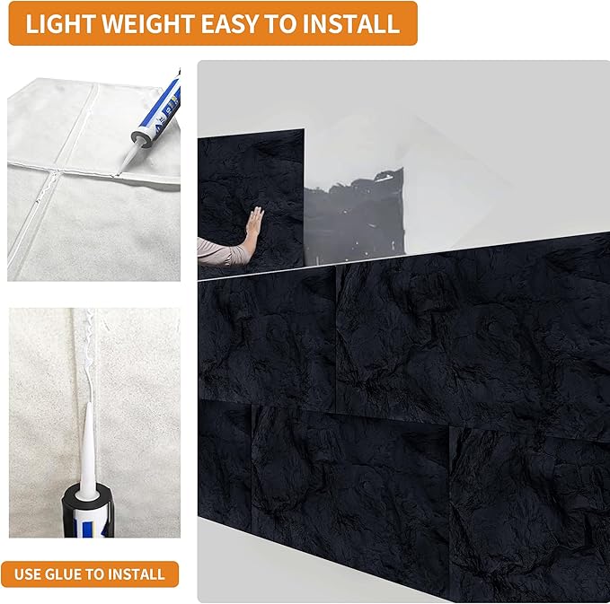 3D Faux Stone Wall Panels, Lightweight & Waterproof Accent Marble Rock Skin