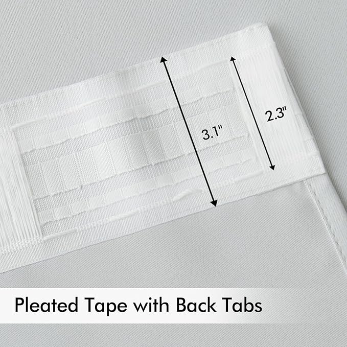 MIULEE Back Tab Light Blocking Curtains 120 Inch Long 2 Panels Set