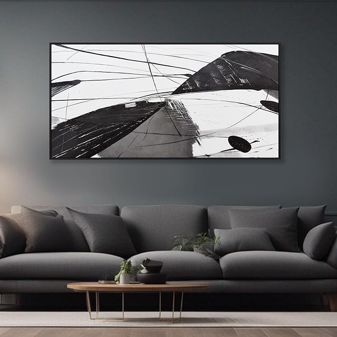 Abstract Canvas Art Home Wall Decor Black and White Abstract Wall Art Framed