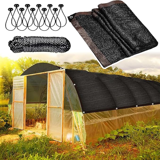 10x12 FT 90% Shading Rate Black Shade Cloth,UV Resistant Durable Mesh Tarp with Grommets&Reinforced Edges, Shade Net Using for Plants Cover, Greenhouse, Patio, Chicken House,Sunblock Shades Neting
