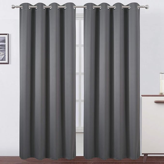 LEMOMO Blackout Curtains 66 x 84 inch/Frost Grey Curtains Set of 2