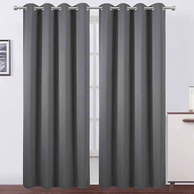 LEMOMO Blackout Curtains 66 x 95 inch/Frost Grey Curtains Set of 2
