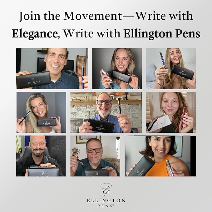 Ellington Pens Luxury Fountain Pen Set - Smooth Medium Nib - Includes 3 Ink Cartridges, Refillable Ink Converter, Gift Box - Fountain Pens For Writing, Calligraphy, Journaling, Sketching (The Stealth)