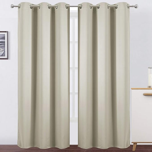 LEMOMO Light Beige Thermal Blackout Curtains/38 x 84 Inch/Set of 2 Panels Room