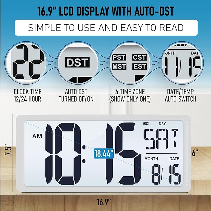 TXL 18.44" Large Digital Wall Clock