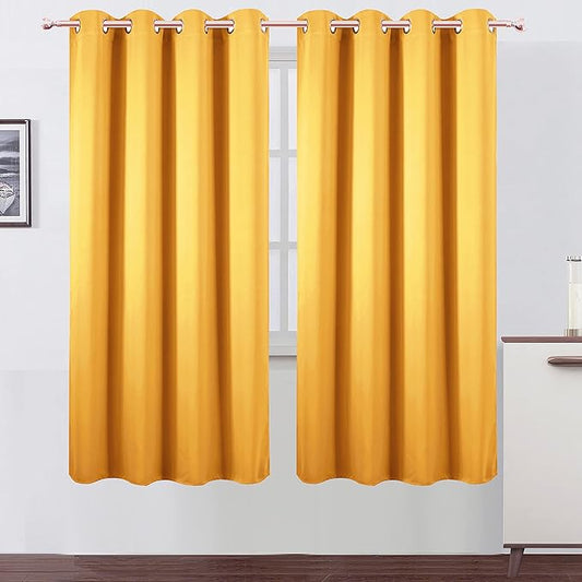 LEMOMO Yellow Thermal Blackout Curtains/52 x 72 Inch/Set of 2 Panels Room