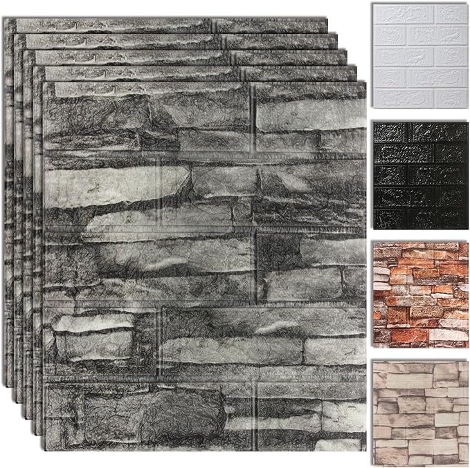 10PCS 3D Wall Panels Peel and Stick Foam, Self-Adhesive Decorative 3D Brick