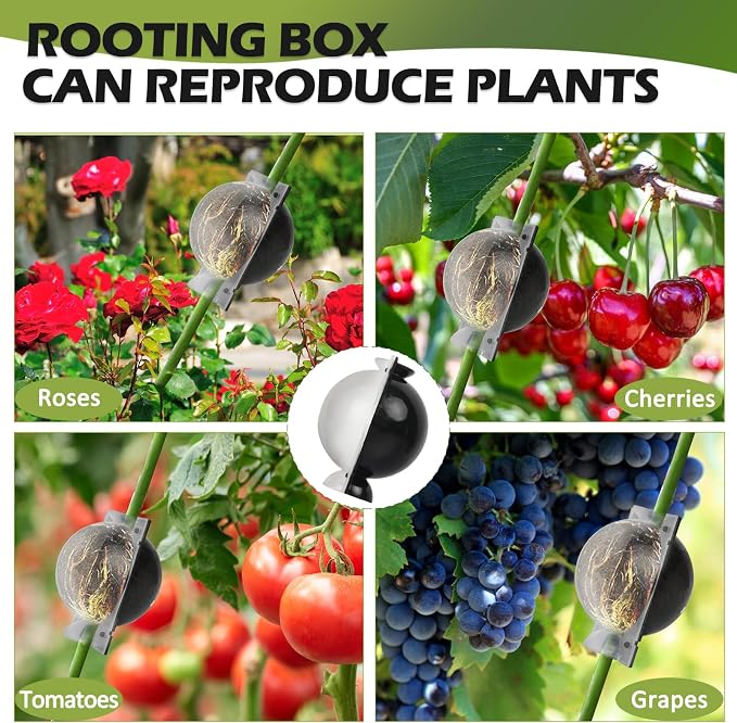 Tree Root Growing Box, Air Layering Pods Propagation Kit, Reusable Half Transparent Plants Asexual Reproduction Grafting Ball with Zip Ties for Fast Propagation Plants (12 pcs Medium)