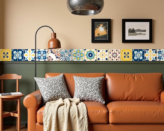 FLFK Wallpaper Border Tile Stickers Peel and Stick Wall Border