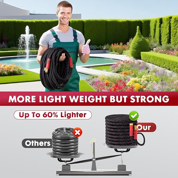 PANYEE 50FT Garden Hose, Flexible Water Hose,Lightweight Non-Expanding Leak Proof hose with 10 Functions Sprayer, Durable, Anti-Kink,Pressure Resistant for Yard, Outdoor