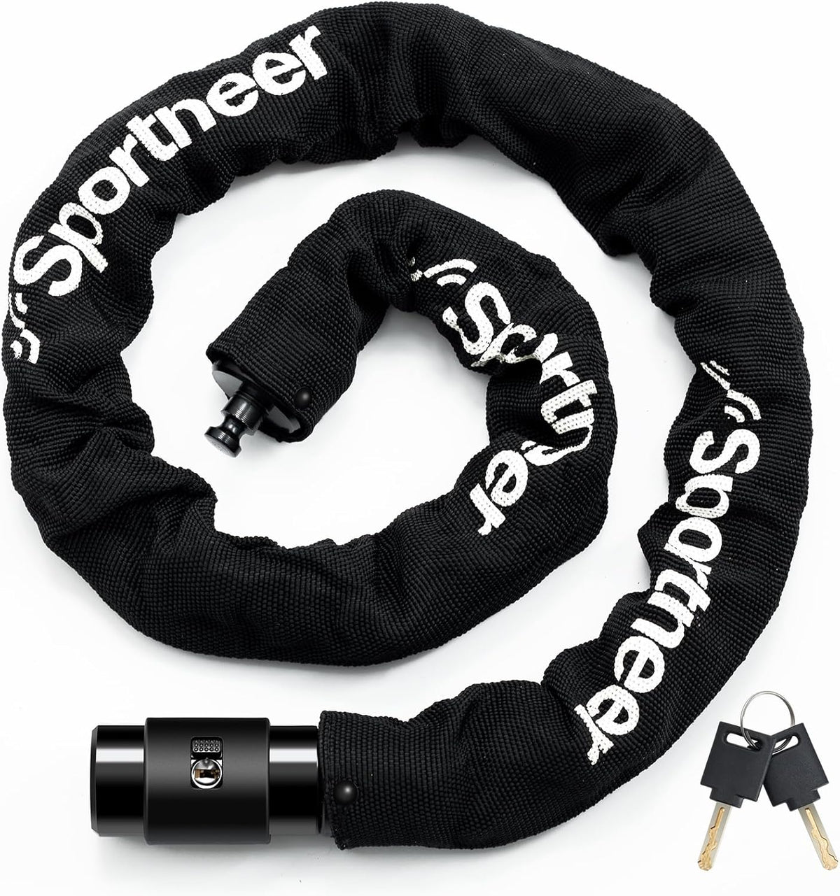 Sportneer Bike Lock - 8mm Thick High-Security Anti-Theft Chain Lock | 3.2/4ft Heavy-Duty with 2 Keys
