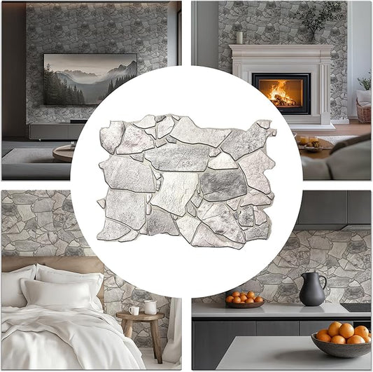 CONCORD WALLCOVERINGS 3D Faux Stone Wall Panels, Lightweight 17.5" x 23.75" PVC
