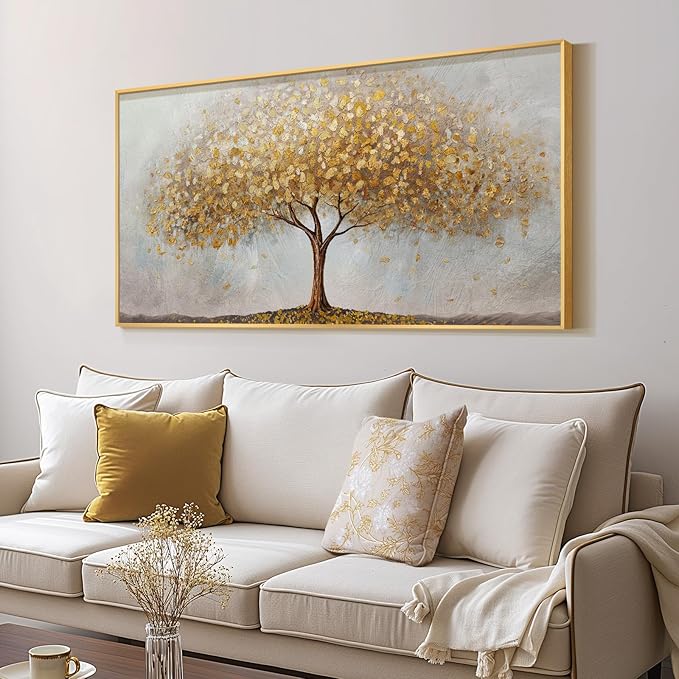 Large Framed Tree of Life Gold Wall Art