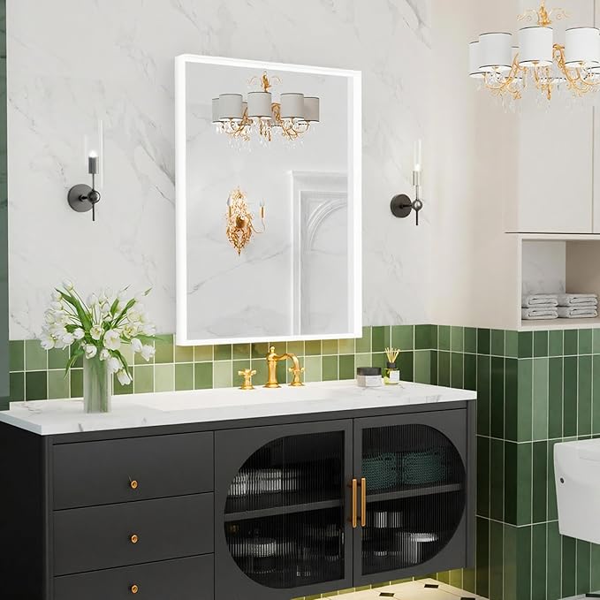 36x30 Inch White Bathroom Mirrors
