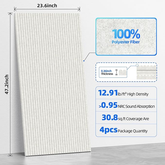 4 Pack Large Acoustic Panels Sound Absorbing