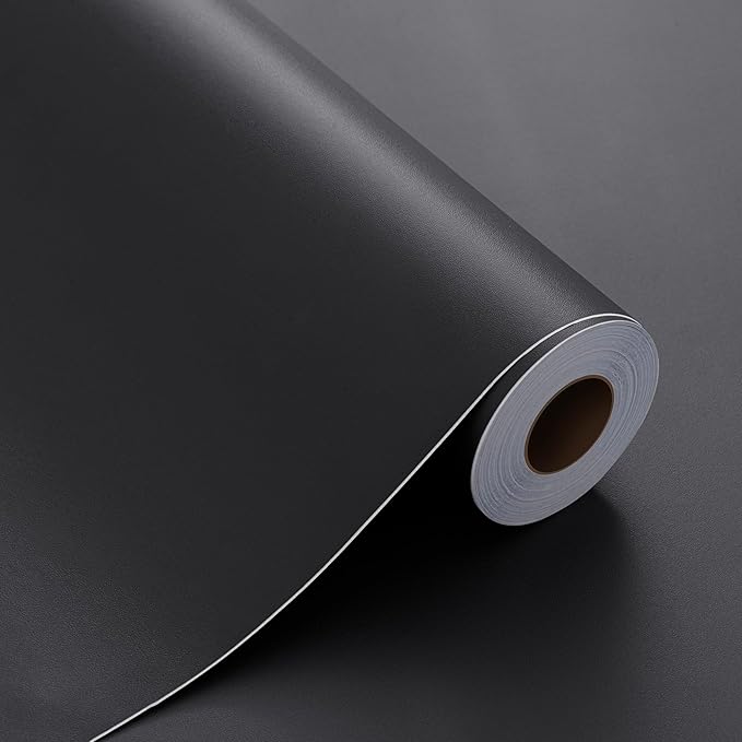 FUKU MON 24"x394" Dark Grey Wallpaper Matte Solid Gray Contact Paper