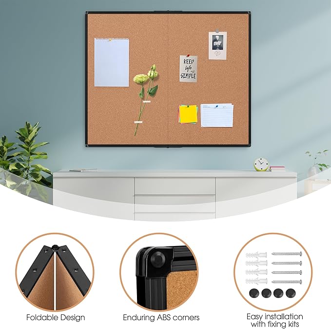 Extra Large Cork Bulletin Board 48" X 48", Foldable Notice Pin Board