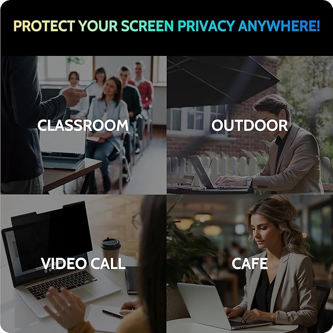 Peslv Magnetic Laptop Privacy Screen 14 inch for 16:9 Computer Monitor, 14" Removable Anti Glare Protector Blue Light Filter Shield Compatible with Lenovo Hp Dell Acer Asus Thinkpad Envy Xps