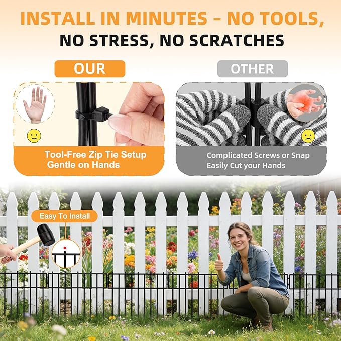 HIHADUUM 20.57ft Animal Barrier Fence - 1.2" Gap & 3.75mm Heavy-Duty Garden Fence Animal Barrie Rustproof No Dig Fence Panels for Dig Dog Fence Outdoor for Yard, Garden Fencing & Garden Edging Border