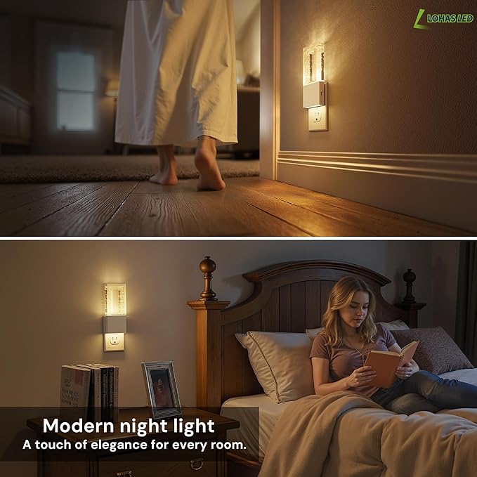 L LOHAS LED Night Light Plug in, 2 Pack Foldable Night Lights Plug into Wall