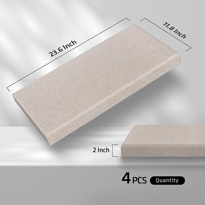 UMIACOUSTICS 4 PCS Acoustic Panels, 2“ Thick 23.6" x 11.8" Fiberglass Sound
