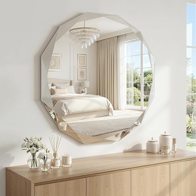 Suidia Bathroom Mirror, Frameless Bathroom Mirror