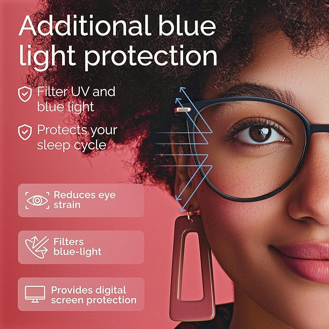 Gaoye Blue Light Blocking Glasses - Trending Round TR90 Frames, Metal Arms, UV400 Protection - Matching Soft Case
