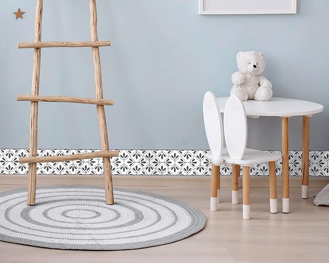 FLFK Wallpaper Border Black and White Patterns Peel and Stick Wall Border Self