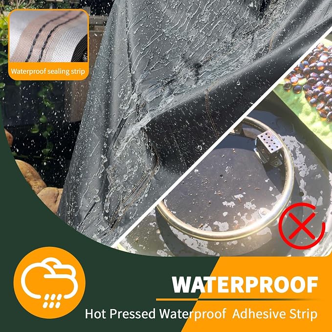 Enzeno Fire Pit Cover Round,37inch Outdoor Round Firepit Cover,Waterproof Oxford Cloth Patio Fire Cover for Outdoor Fire Pit,Fits 34-36 inch Gas Firepit/Bowl(37" Dia X 20" H)