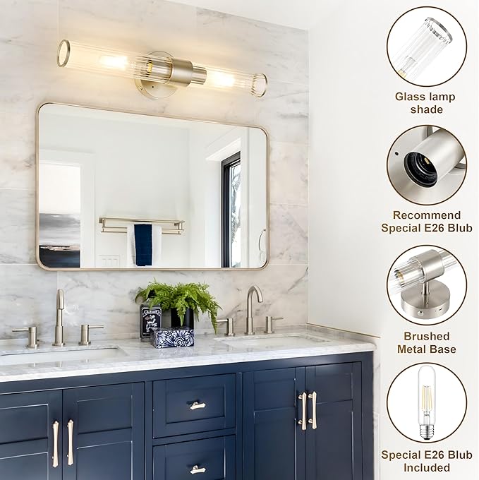 Morauroral Sand Nickel Battery Operated Wall Sconces Set of Two, Rechargeable