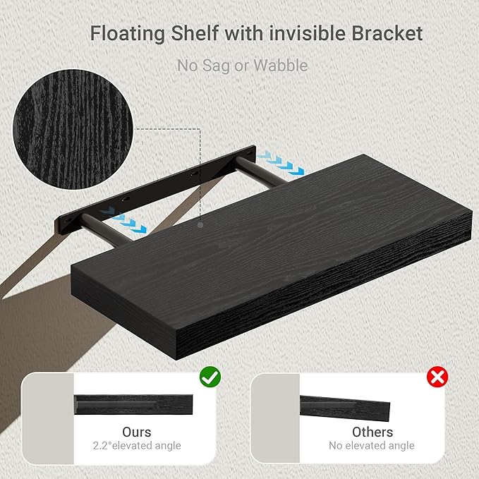 Vivelove Black Bathroom Shelves Over Toilet, Wall Shelf