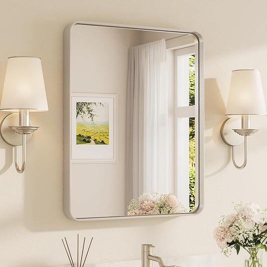 TETOTE Brushed Nickel Bathroom Mirror 24 x 30 Inch