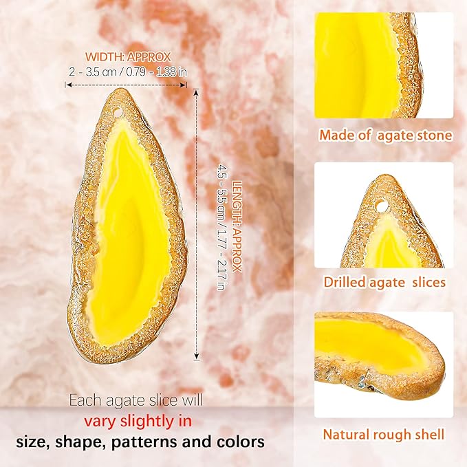 Hicarer 32 Pieces Polished Agate Slices, Drilled Agate Geode Pendants in Various Sizes and Colors Irregular Ornament Geode Stones Rock for Home Room DIY Jewelry Table Decorations
