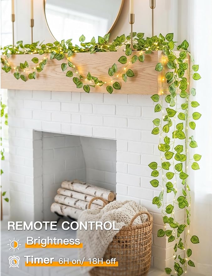 suddus Vines with Fairy Lights Battery & USB Powered Operated, 33ft 100 LED