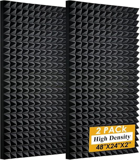 2 Pack Black Acoustic Foam Panels, High Density Soundproof Wall Panels