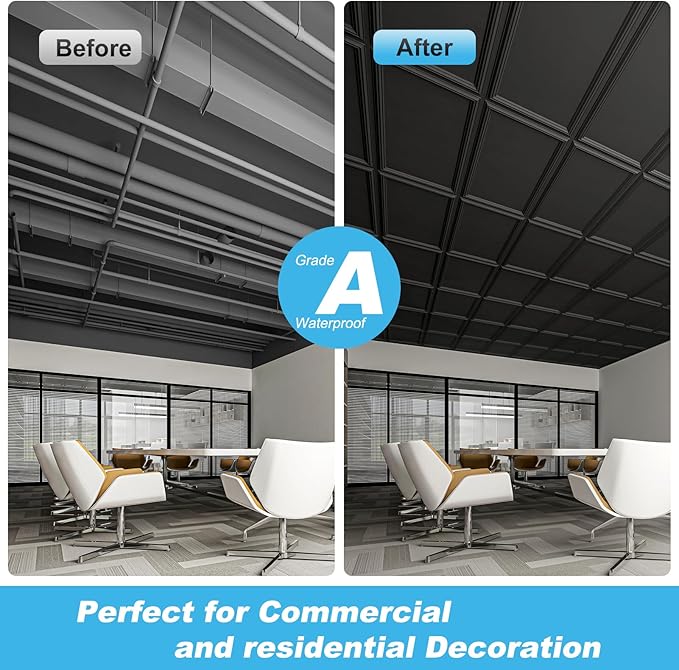 Art3d Drop Ceiling Tiles 48x24, Decorative PVC Ceiling Panels, Waterproof