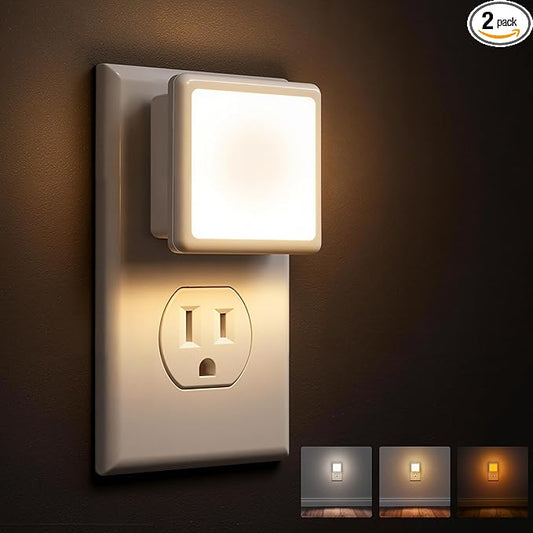 L LOHAS LED 3CCT Night Lights Plug into Wall 2-Pack, 0.3W Plug in Night Light
