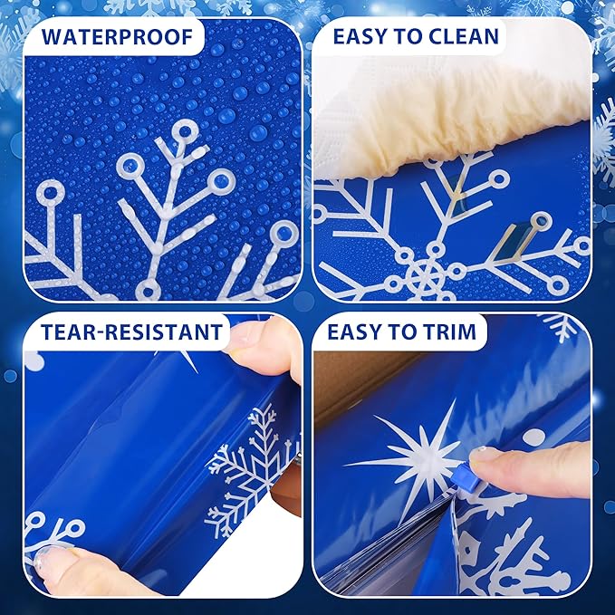 Kochorie 100 Ft x 54 Inch Blue Snowflake Tablecloth Roll