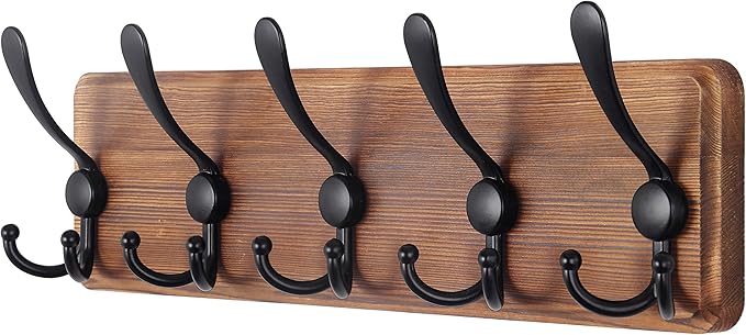 SKOLOO Rustic Wall Mounted Coat Rack: 16" Stud Spacing, Pine Real Wood Plank