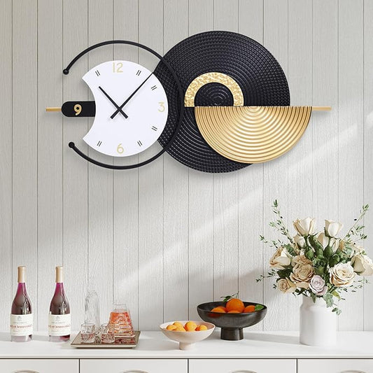 Large Wall Clock Geometric Oversize Modern Clocks Battery Operated Gold Iron