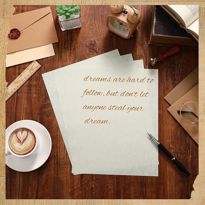 Epakh 200 Sheets Old Age Parchment Paper 8.5 x 11 Inch Standard Letter Vintage Colored Old Parchment Semblance Double Side Printing Paper(Lvory)