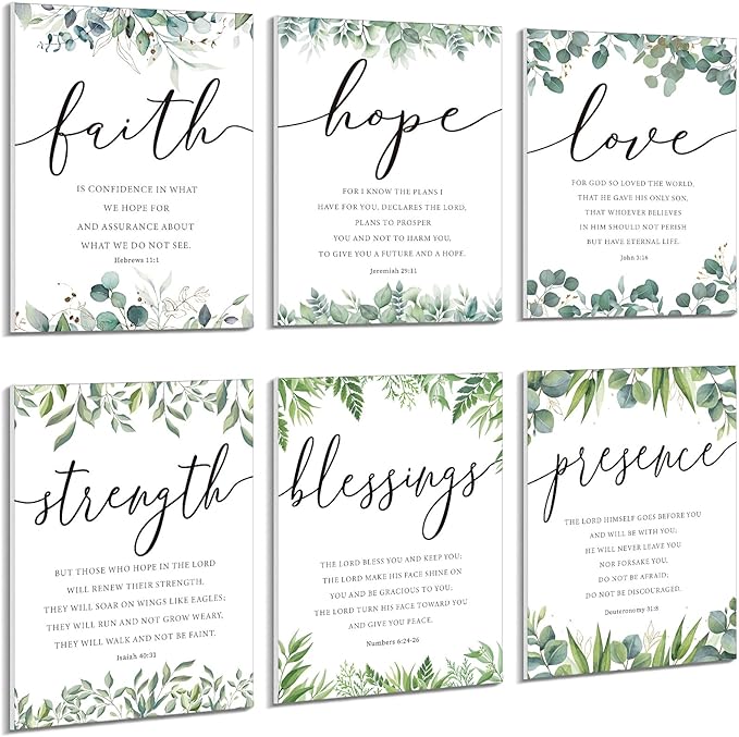 Sacubee 6 Pack Acoustic Christian Art Panels 12" x 16" Faith Hope Love