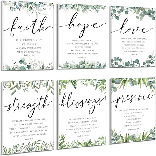 Sacubee 6 Pack Acoustic Christian Art Panels 12" x 16" Faith Hope Love