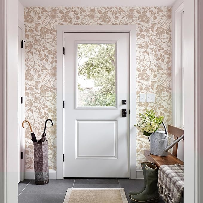 JiffDiff Vintage Peel and Stick Wall Stick，Champagne Wallpaper Rose Removable