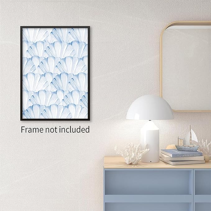 Light Blue Shell Poster Vintage Coastal Cowgirl Wall Art Modern Fashion Preppy